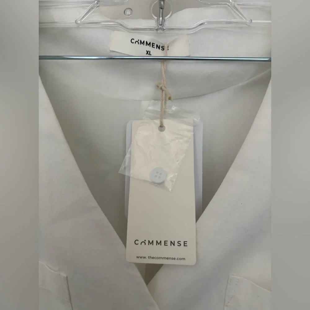 Commense White V-Neck Button Short Romper NWT Size XL 100% cotton - Picture 5 of 6